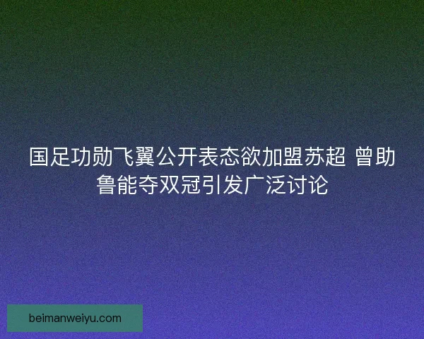 国足功勋飞翼公开表态欲加盟苏超 曾助鲁能夺双冠引发广泛讨论