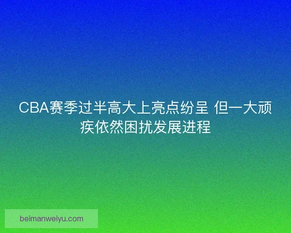 CBA赛季过半高大上亮点纷呈 但一大顽疾依然困扰发展进程 CBA赛季过半高大上亮点纷呈 但一大顽疾依然困扰发展进程